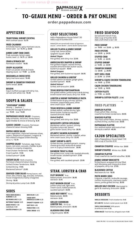 pappadeux menu